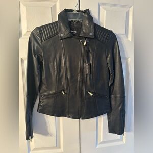 Barneys New York Black Leather Jacket